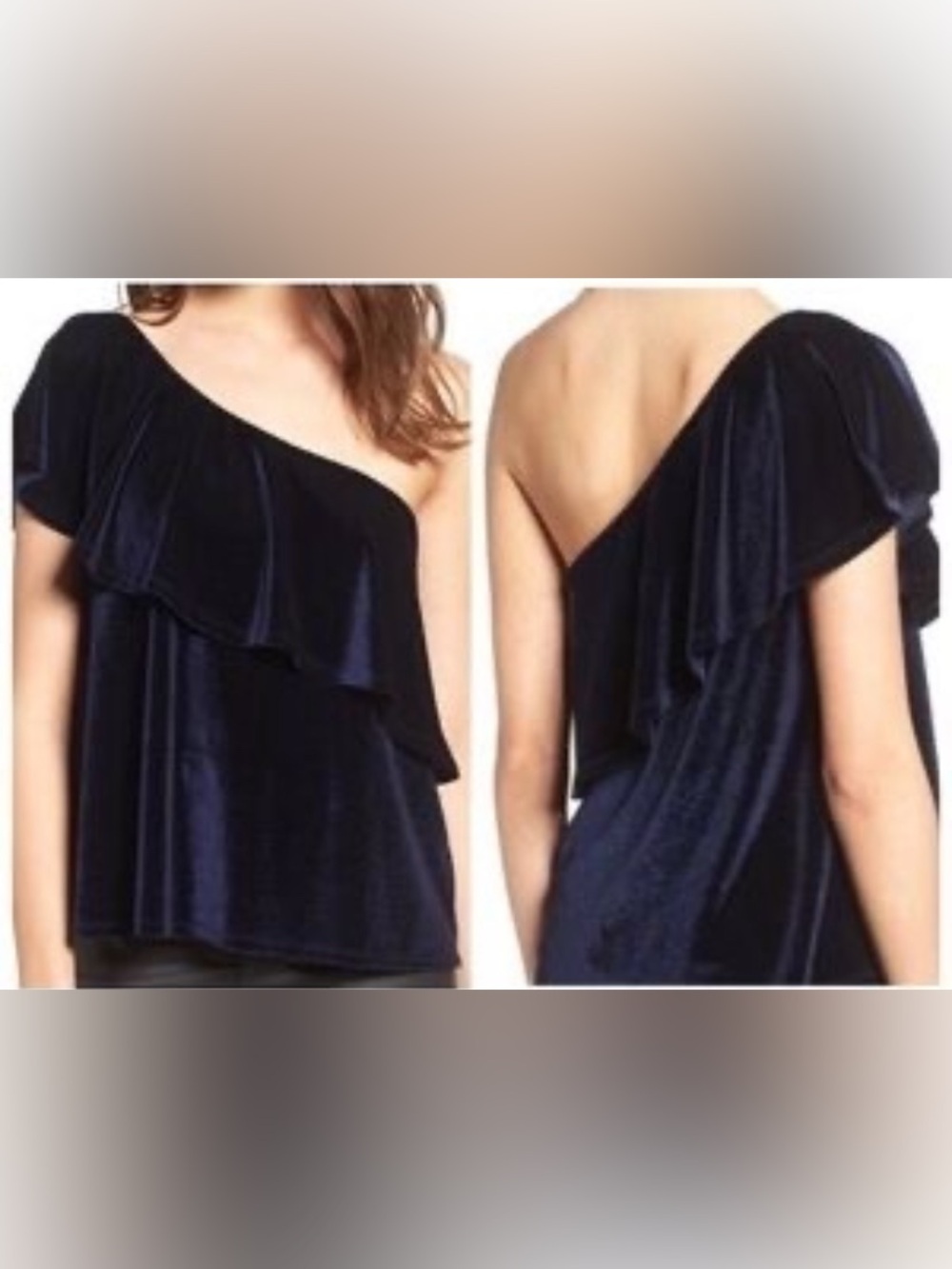 Ten Sixty Sherman Women's Velvet One-shoulder Top small navy
